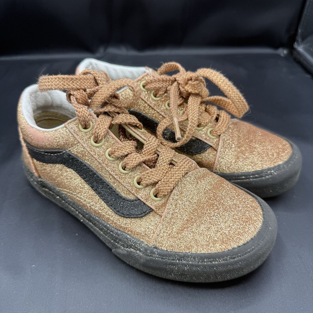 Vans‎ Old Skool Party Glitter Sneakers Gold And Black Kids Size 13.5